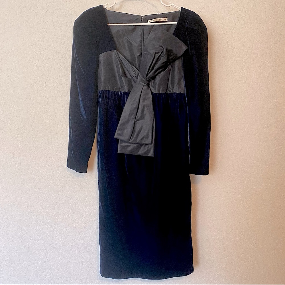 Stanley Platos Haute Couture Vintage Avant-Garde Bow Velvet Blue Dress Women 10